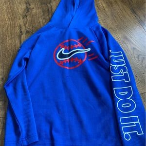 Nike baseball long sleeve tee with hood size 7